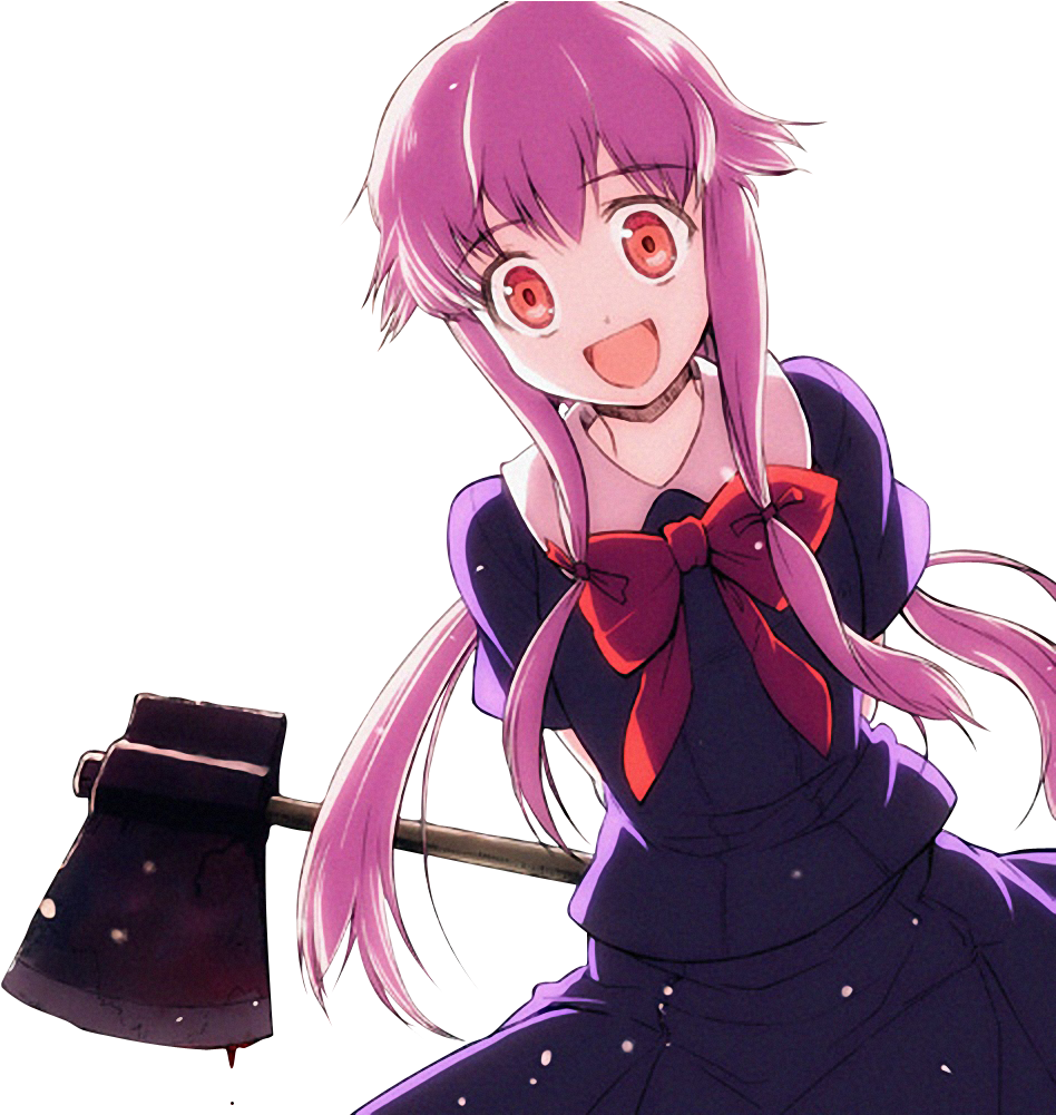 Here, Have A Pink Haired Girl - Anime Memes Mirai Nikki Clipart (1000x1000), Png Download