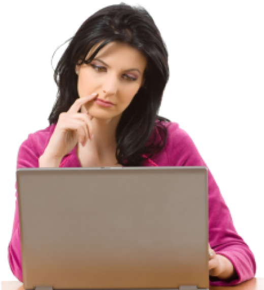 Thinking Woman Png Free Download - Woman Thinking With Laptop Png Clipart (600x600), Png Download