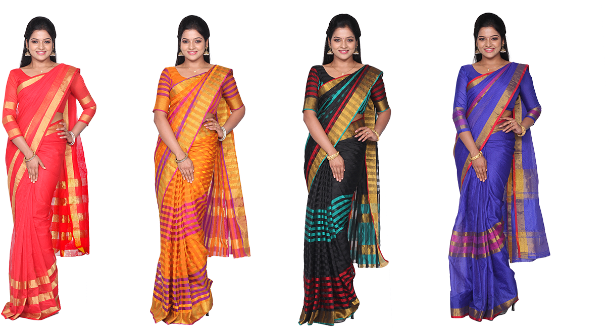 Mahilam 4 Silk Cotton Saree Collections Clipart (2500x658), Png Download