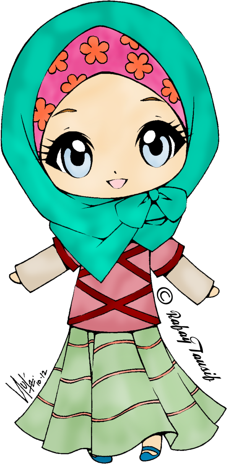 Muslim Girl Clipart - Cute Cartoon Muslimah Girl - Png Download (900x1599), Png Download