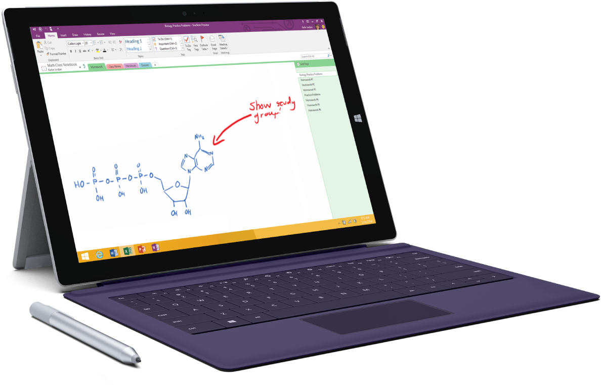 Surface For Education - One Note Laptop Clipart (1348x1025), Png Download