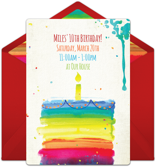 Rainbow Birthday Cake Online Invitation - Invitation Card In Spanish Clipart (650x650), Png Download