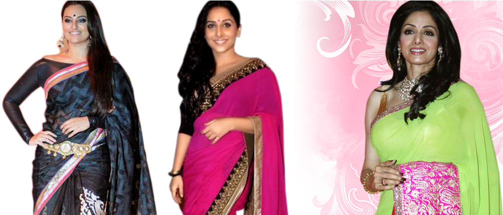 Bollywood Designer Sarees - Silk Clipart (1020x430), Png Download