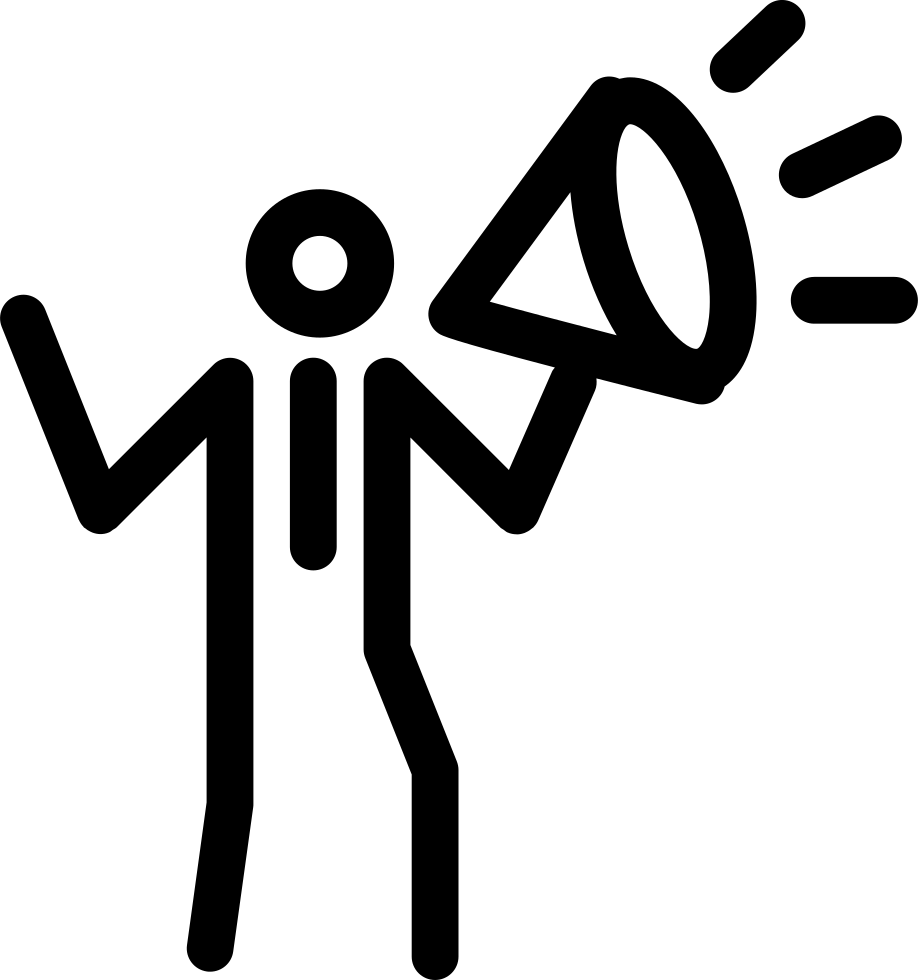 Person With Speaker Making Announcement Outline Inside - Symbol Of Announcement Clipart (918x980), Png Download