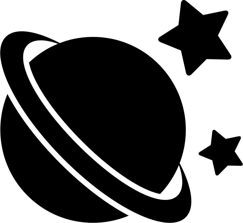 Saturn Black Shape With Stars Around Comments - Saturn Shape Clipart (982x899), Png Download