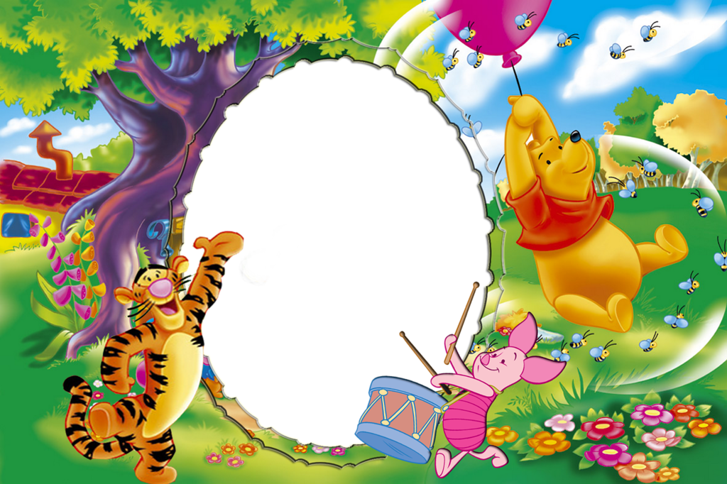 Winnie The Pooh Kids Png Frame - Winnie The Pooh Frame Png Clipart (1024x682), Png Download