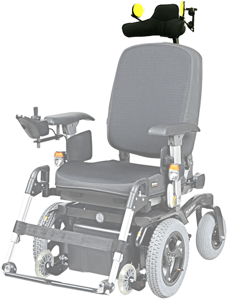 Head Switches On A Power Wheelchair - Head Controlled Wheelchair Clipart (500x650), Png Download