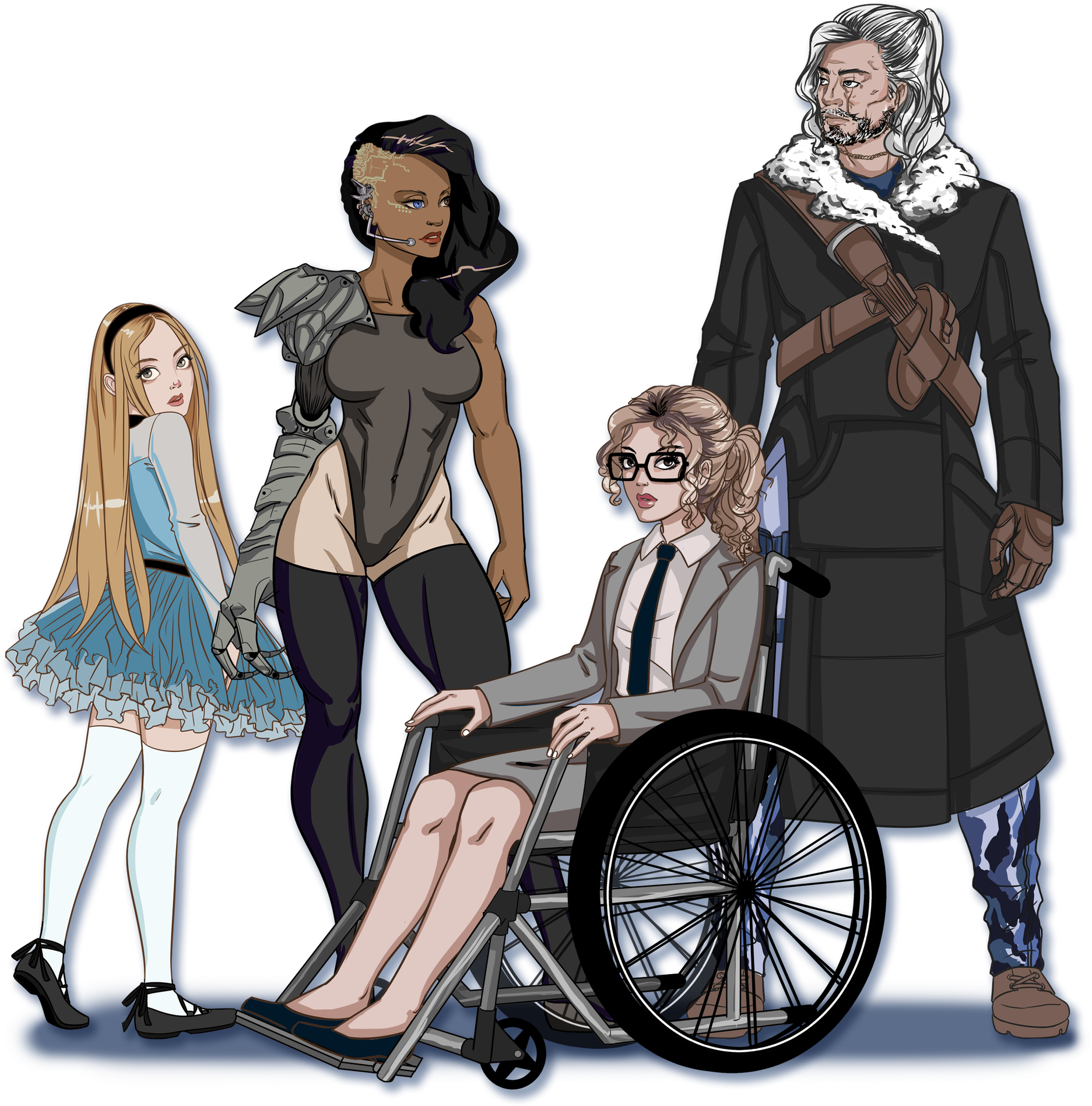 Brigid Allanson - Wheelchair Visual Novel Clipart (2048x1962), Png Download