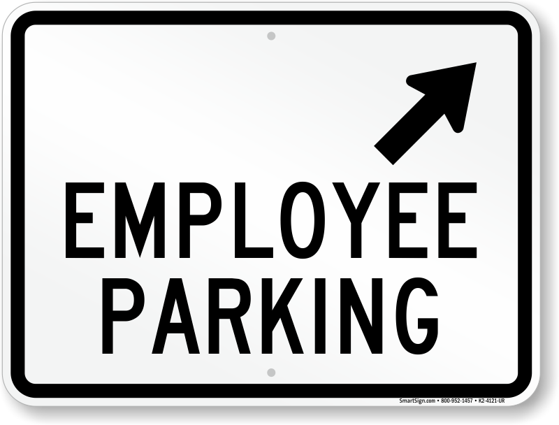 Employee Parking Up Arrow Pointing Right Sign - Sign Clipart (800x608), Png Download