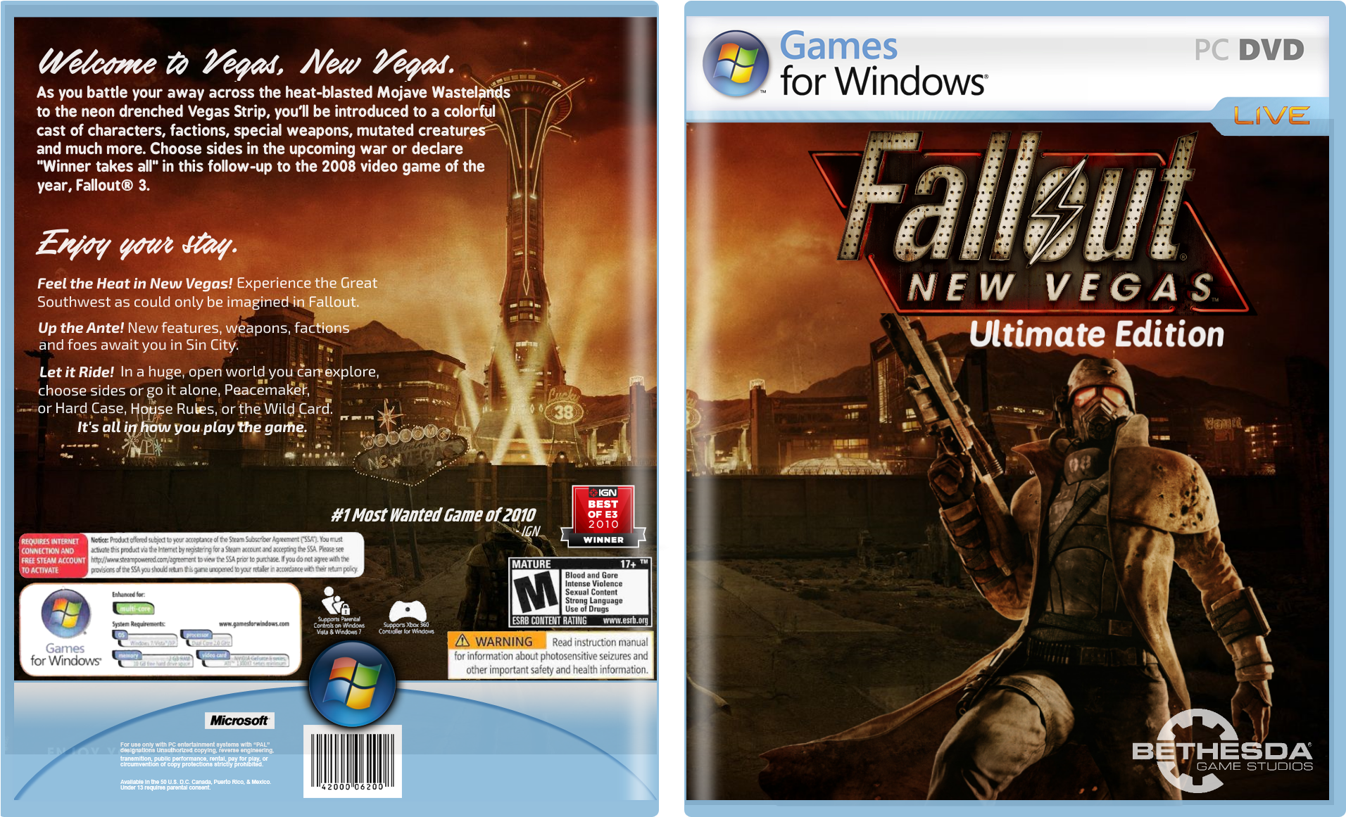New Vegas Ultimate Edition Box Cover - Fallout New Vegas Ultimate Box Art Clipart (1935x1200), Png Download