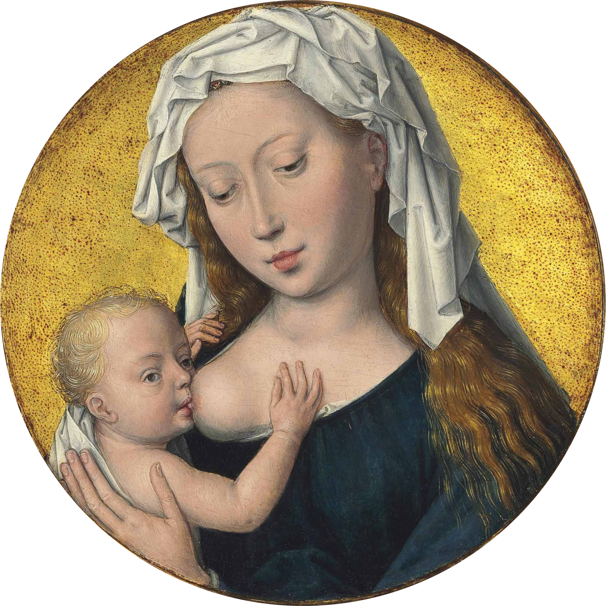 The Virgin Mary Nursing The Christ Child - Virgin Suckling The Child Clipart (1938x1937), Png Download
