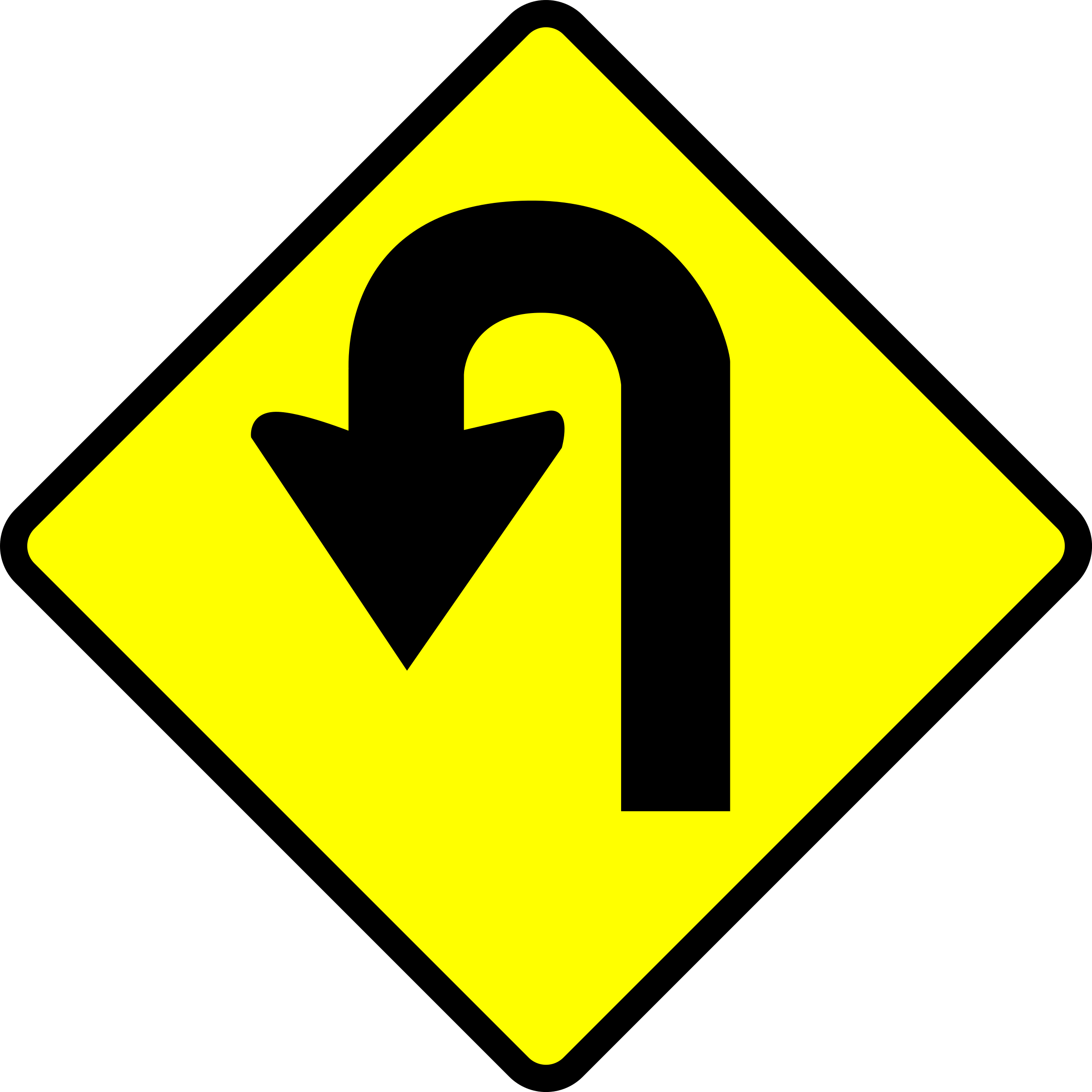 Clipart Caution U Turn - U Turn Sign Png Transparent Png (2400x2400), Png Download