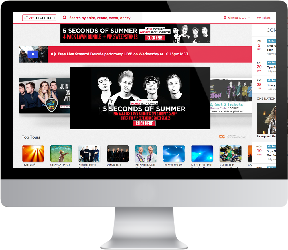Graphic Design And Video Content For Live Nation Concert's - Imac Clipart (1600x900), Png Download