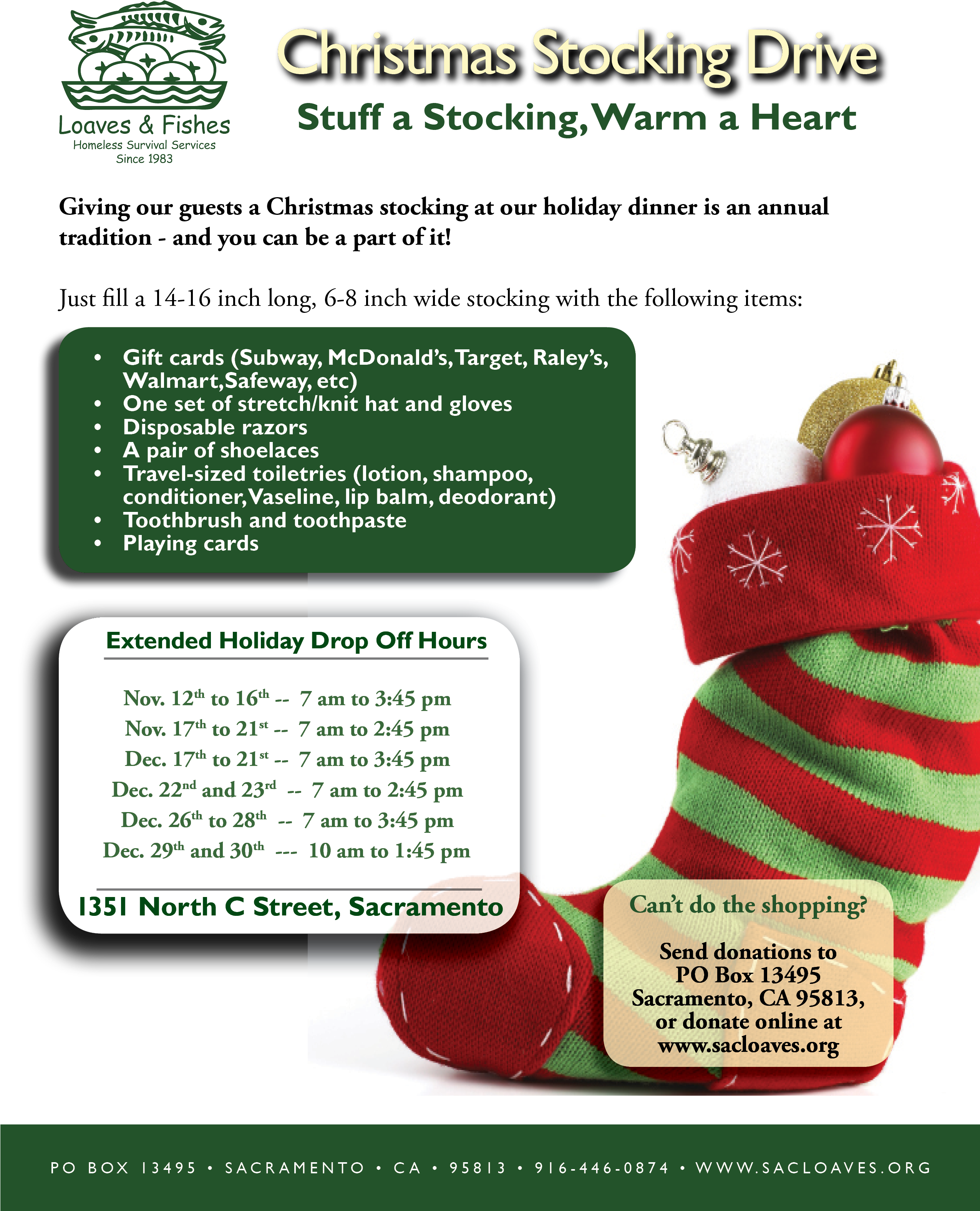 Holiday Stocking Drive - Stockings For Homeless Clipart (2550x3300), Png Download