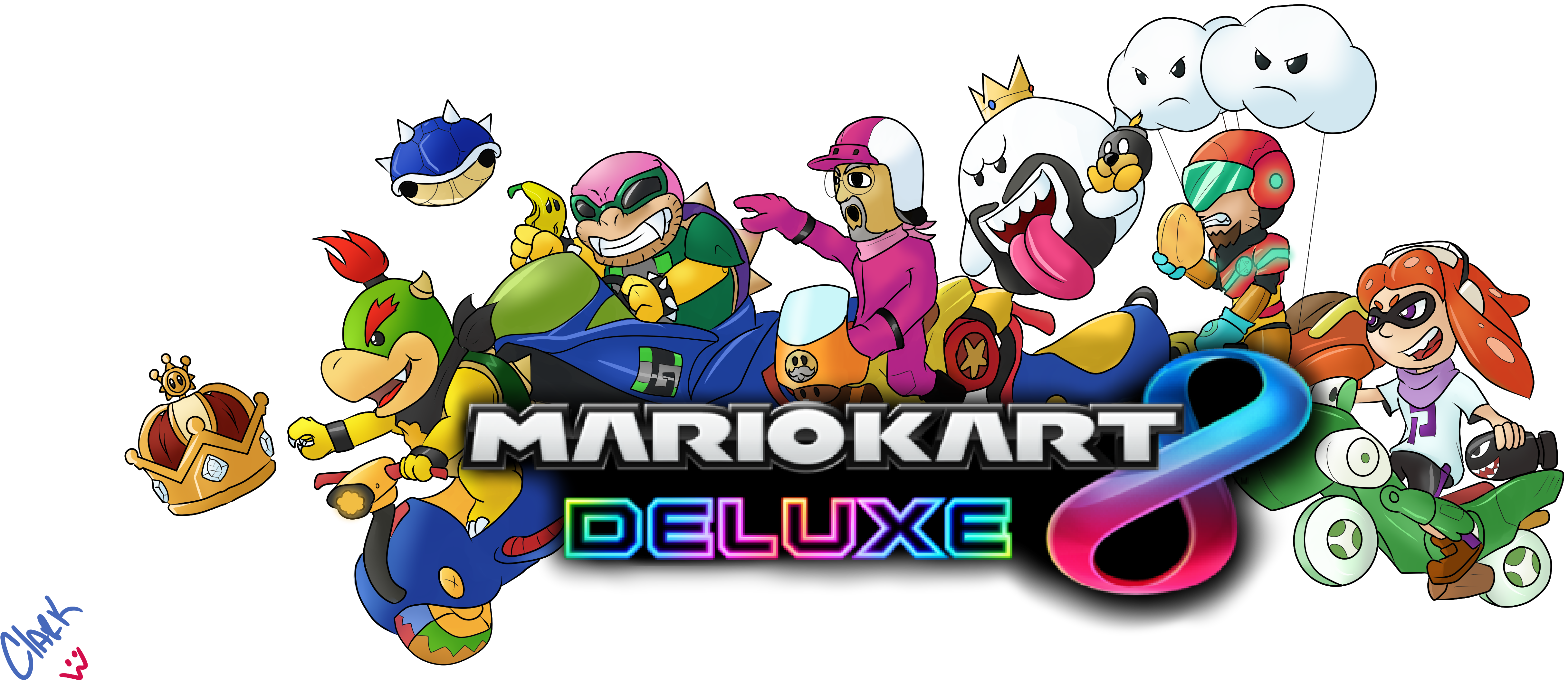 Fan Artmario - Cartoon Clipart (5653x2388), Png Download