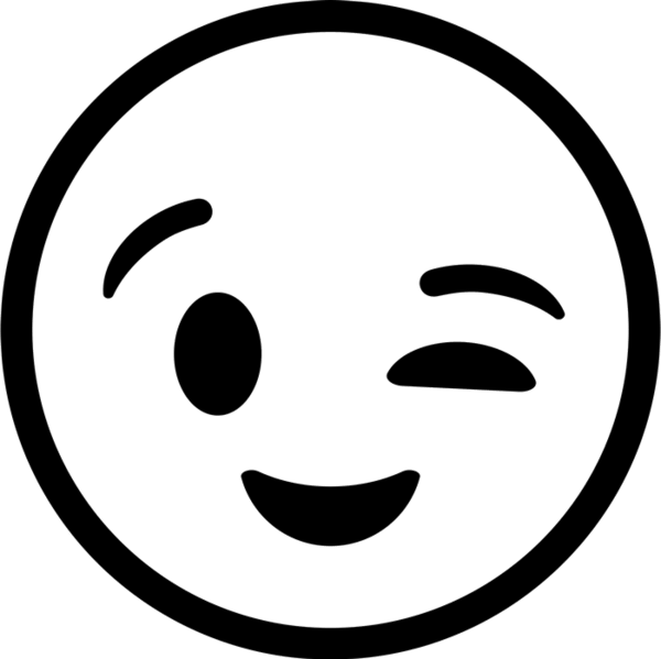 Wink Emoji Black And White Clipart (600x599), Png Download