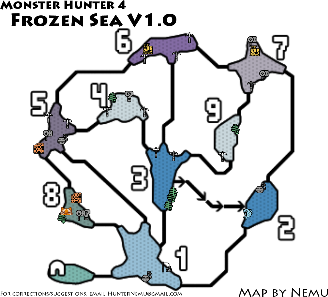Frozen Sea Resource Map - Monster Hunter Frozen Seaway Clipart (1150x1050), Png Download
