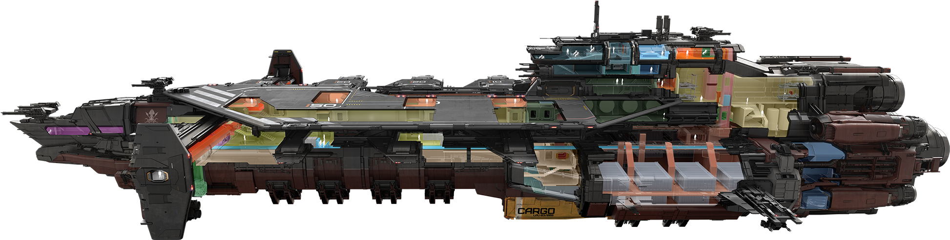 Turrets - Star Citizen Drake Kraken Clipart (2000x537), Png Download