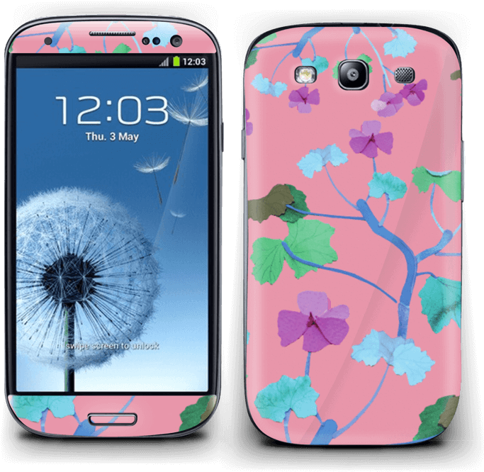 Pink & Colorful Flowers - Samsung Smart Phone White Clipart (800x713), Png Download