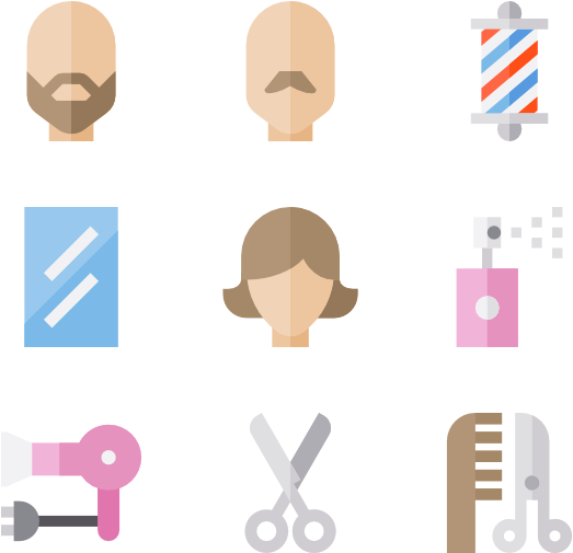 Hairdressing And Barbershop - Hair Style Icons Clipart (600x564), Png Download