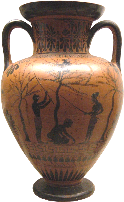 Amphora Olive-gathering Bm B226 02 - Ancient Greek Pottery Clipart (647x901), Png Download