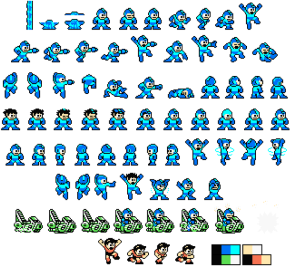 Megaman Nes Sprite Sheet Clipart (600x542), Png Download
