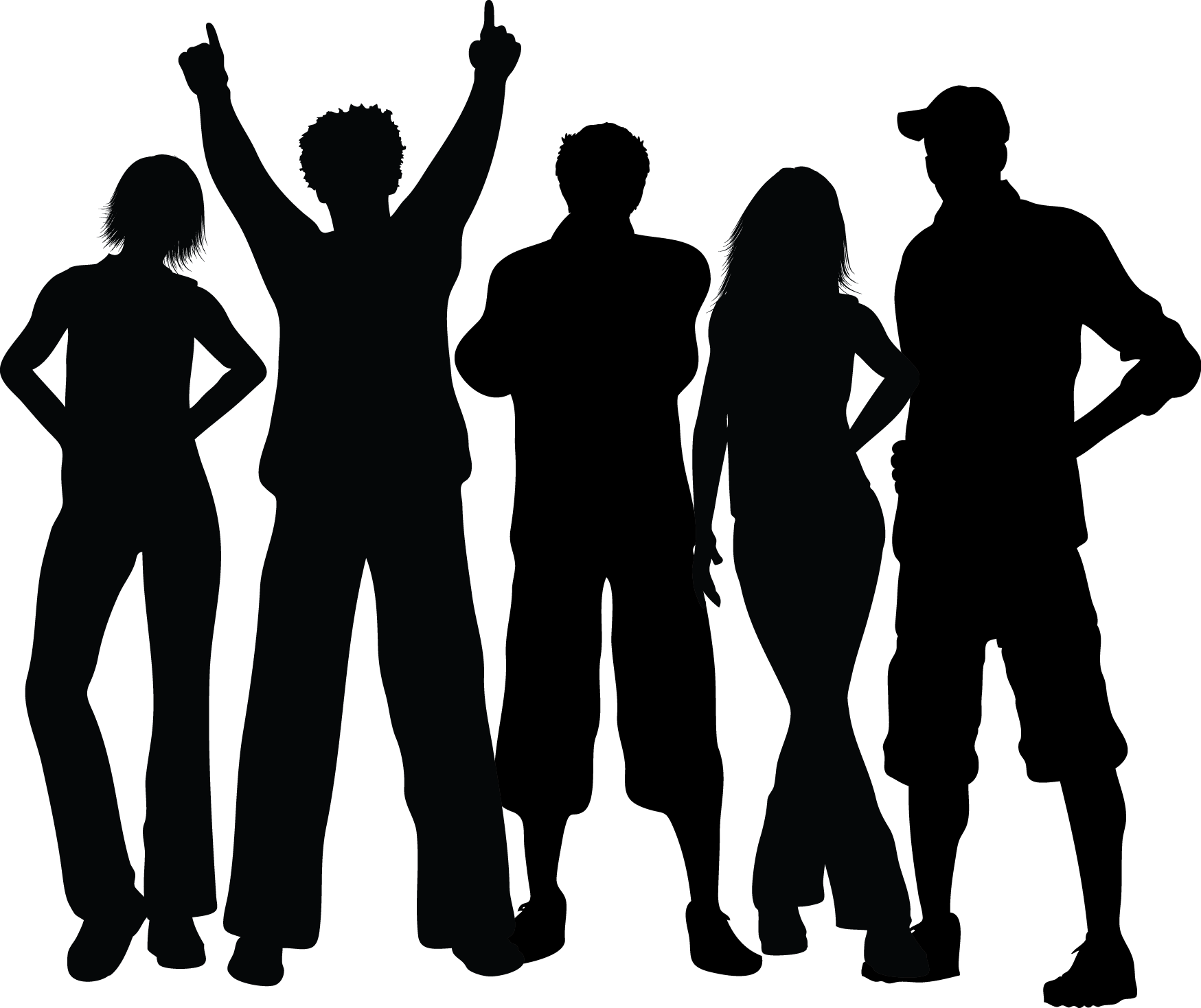 Group Black Silhouette - Dancing People Silhouette Png Clipart (1749x1469), Png Download