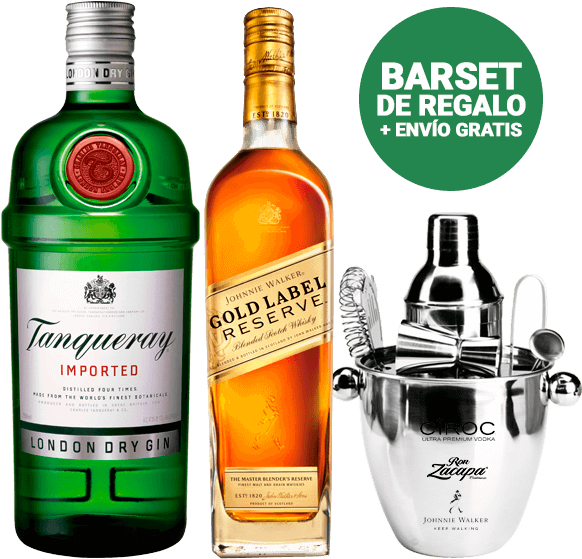 Johnnie Walker Tanqueray Barset De Regalo , Png Download - Ginebra Tanqueray London Dry Clipart (582x559), Png Download