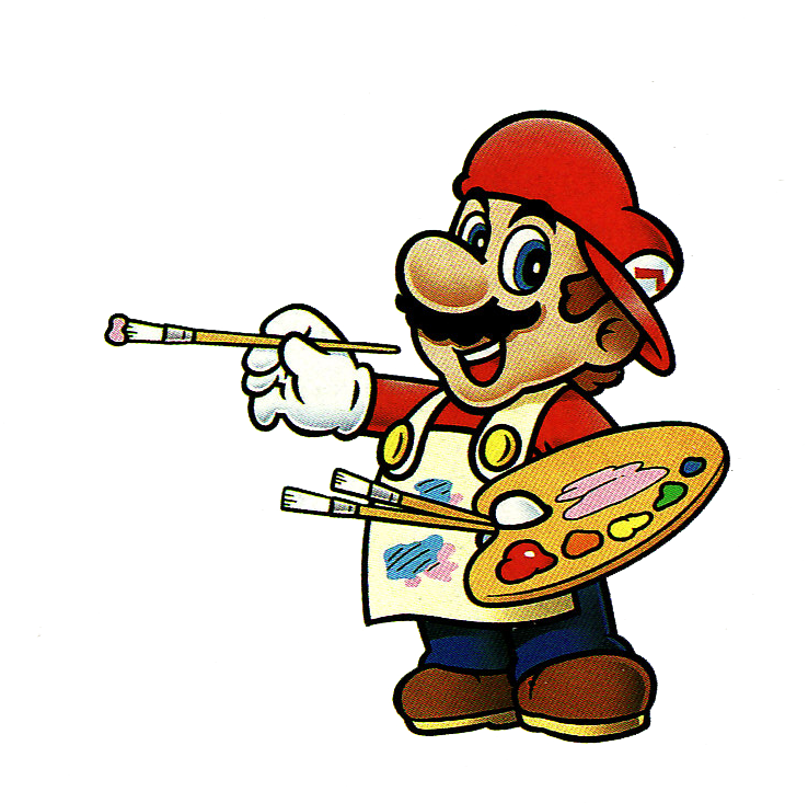 Painter Mario - Mario Paint Mario Clipart (738x733), Png Download