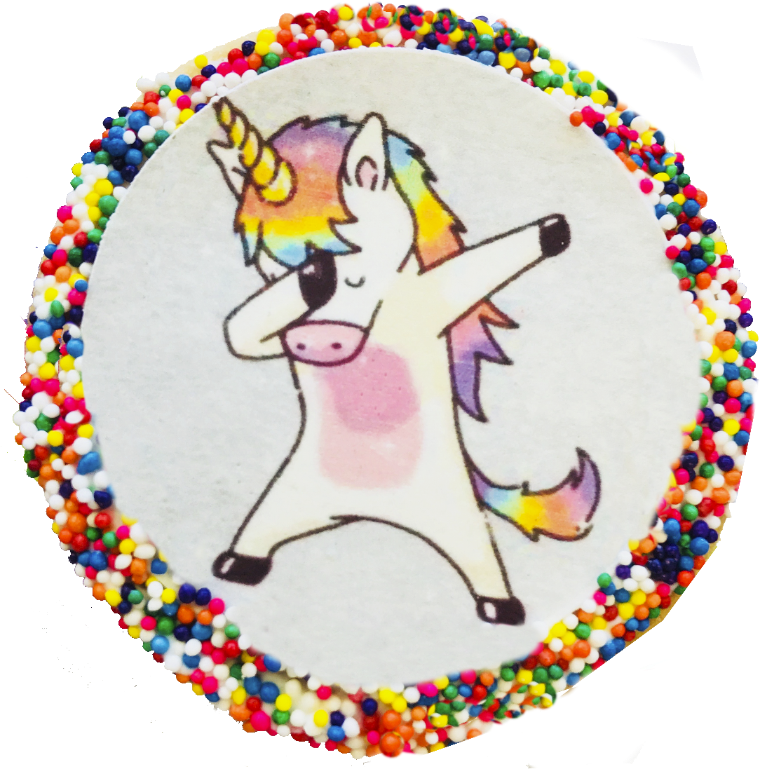 Dabbing Unicorn Sugar Cookies With Nonpareils - Sugar Cookie Unicorns Clipart (1115x1146), Png Download