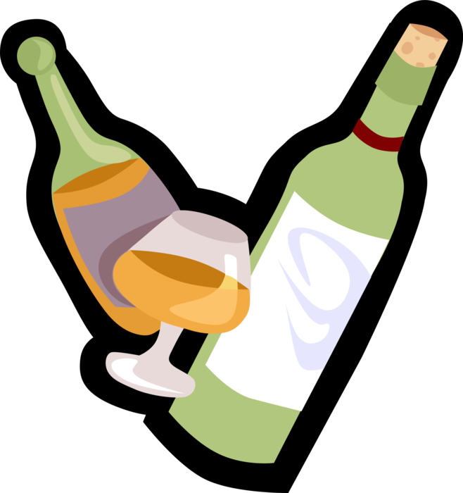 Vector Illustration Of Alcohol Beverage Wine And Liquor Clipart (658x700), Png Download