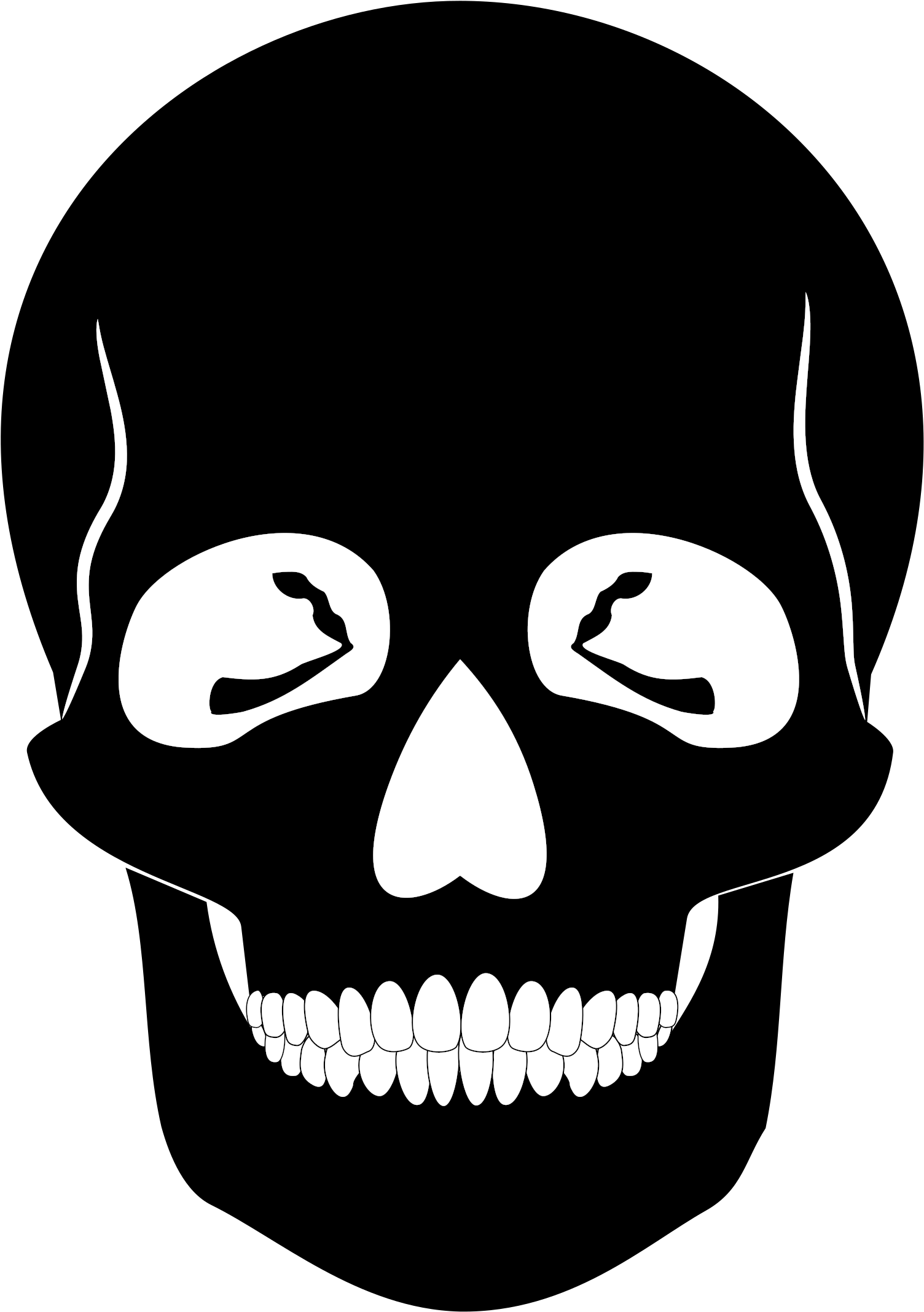 Big Image - Black Skull Drawing Clipart (1697x2400), Png Download