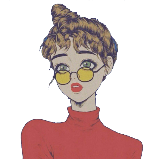 Aesthetic Girl With Glasses Drawing Clipart (658x658), Png Download