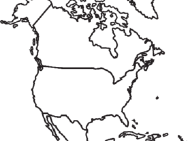 Map Of The Usa Clipart Outline - Black Map Of North America - Png Download (640x480), Png Download