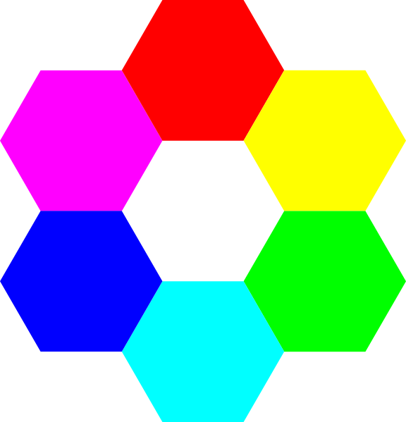 Rainbow Hexagons Clip Art At Clker - 6 Colors - Png Download (576x599), Png Download