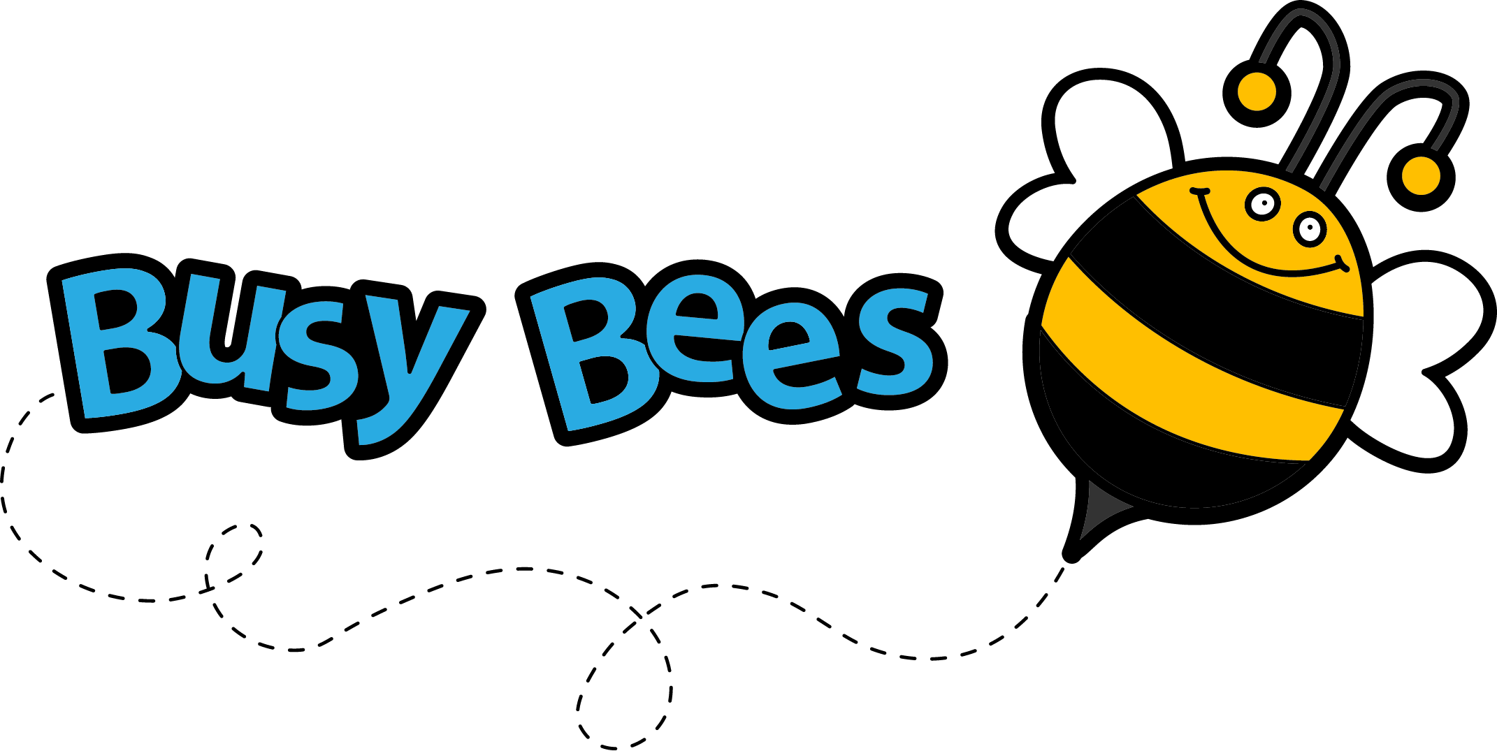 Buzzing Bee Clipart Free Clipart Images - Busy Bees Clipart - Png Download (2142x1075), Png Download