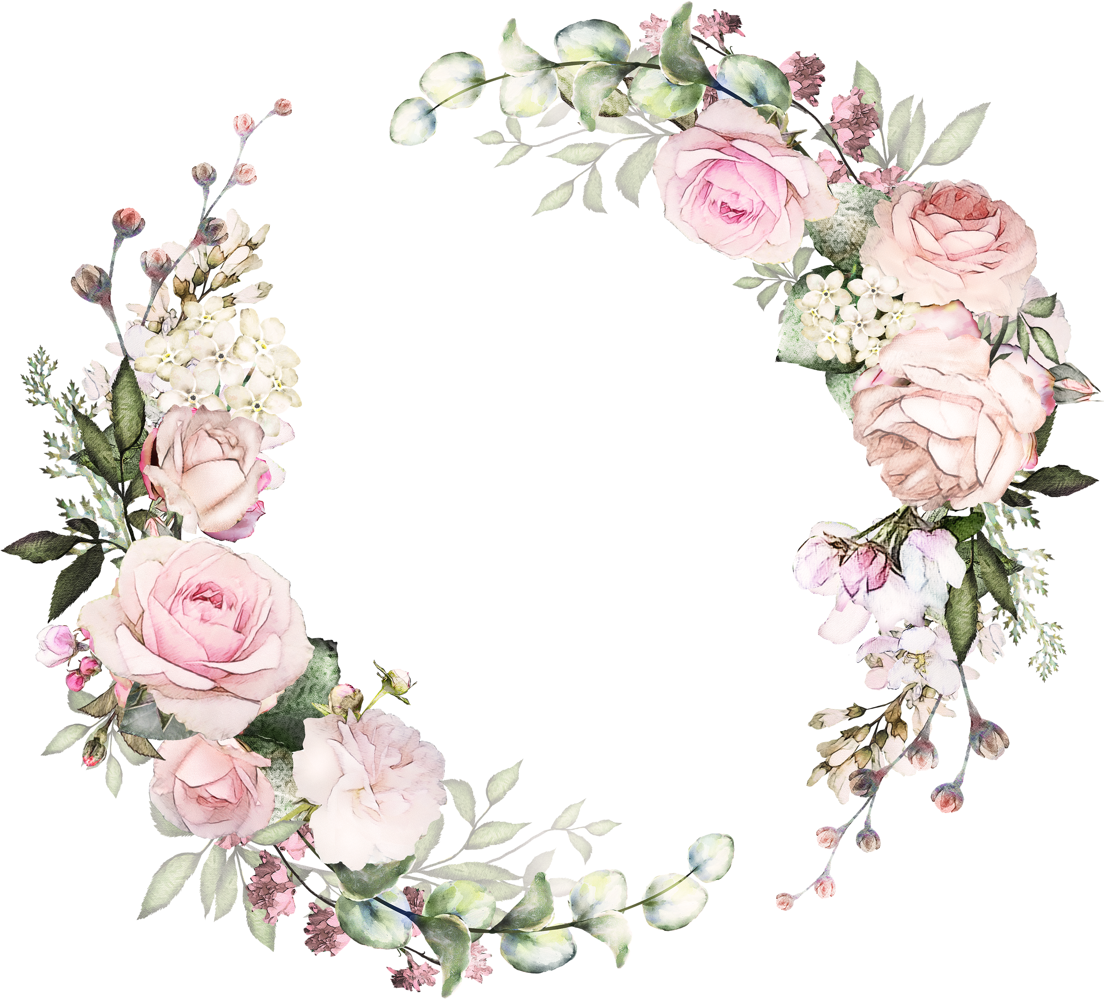 View large size H746a Frame Floral, Flower Frame, Floral Wreath, Pink - Des...