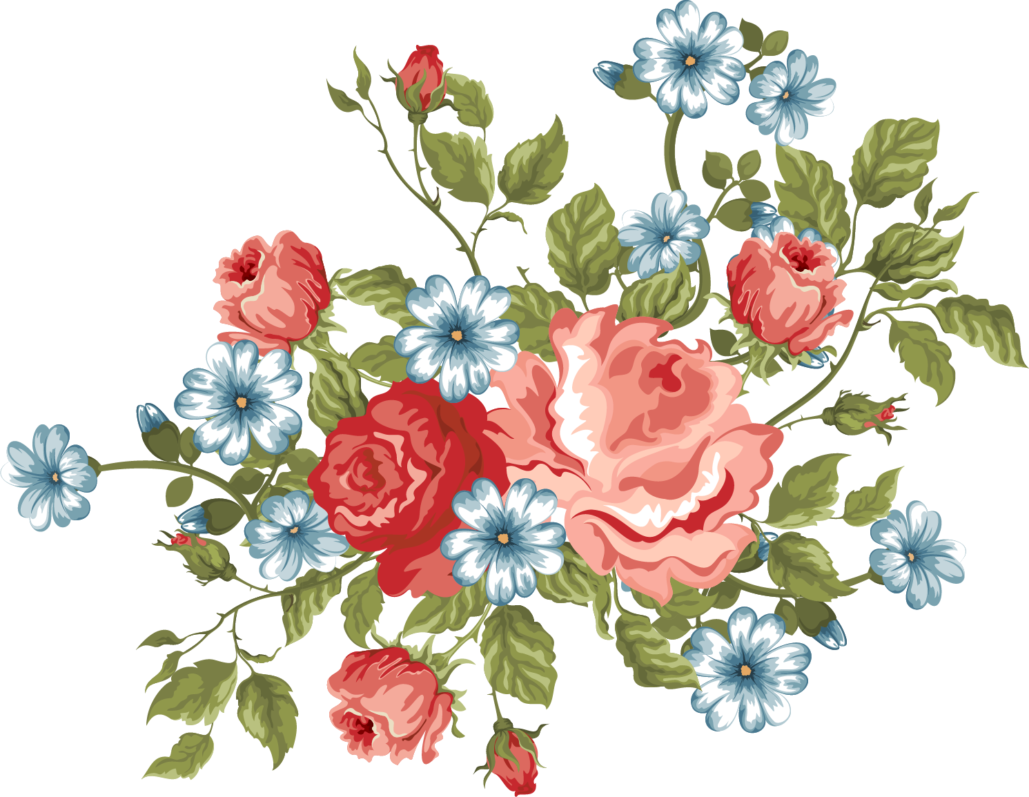 Print And Cut Flowers Clipart (1491x1155), Png Download