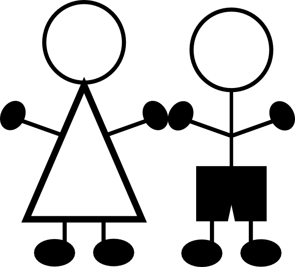 Boy And Girl Stick Figure Clipart (600x543), Png Download