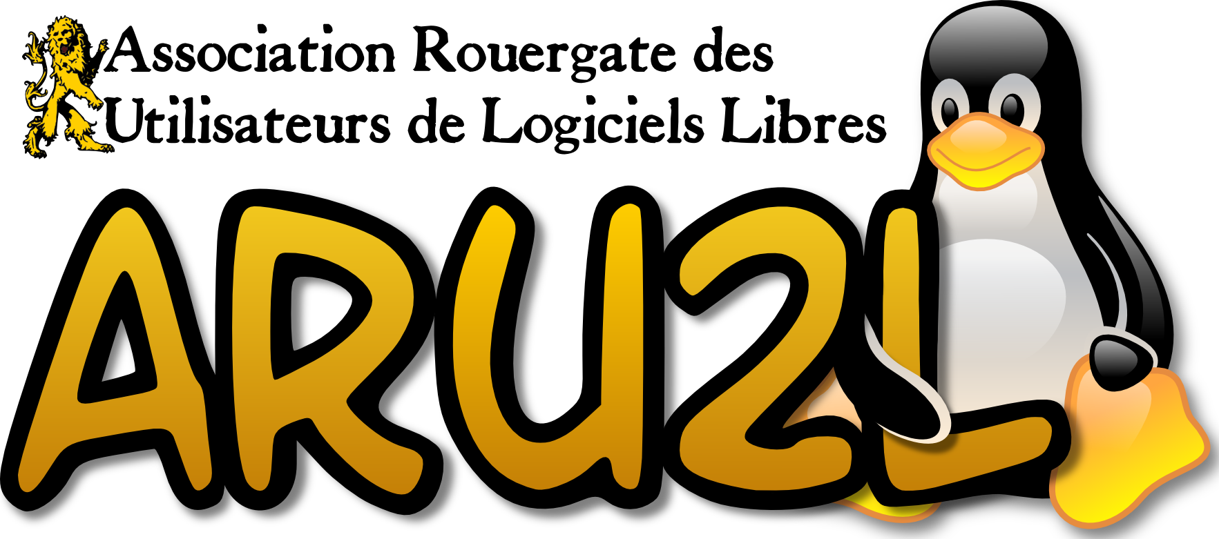Logo Tux Texte Lion - Linux Clipart (1765x781), Png Download