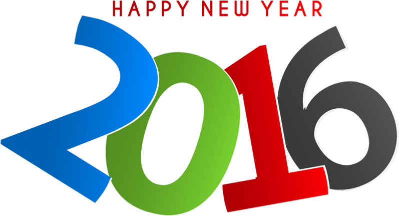Multicolor New Year 2016 Text Design - 2016 Text Design Clipart (797x431), Png Download