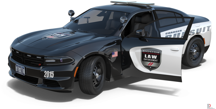 3 Dodge Charger Police Car Rigged Royalty-free 3d Model Clipart (909x459), Png Download