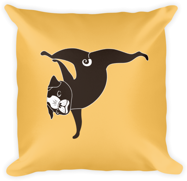 Yoga Pug Paw Stand Square Pillow In Apricot Yellow - Cushion Clipart (731x707), Png Download