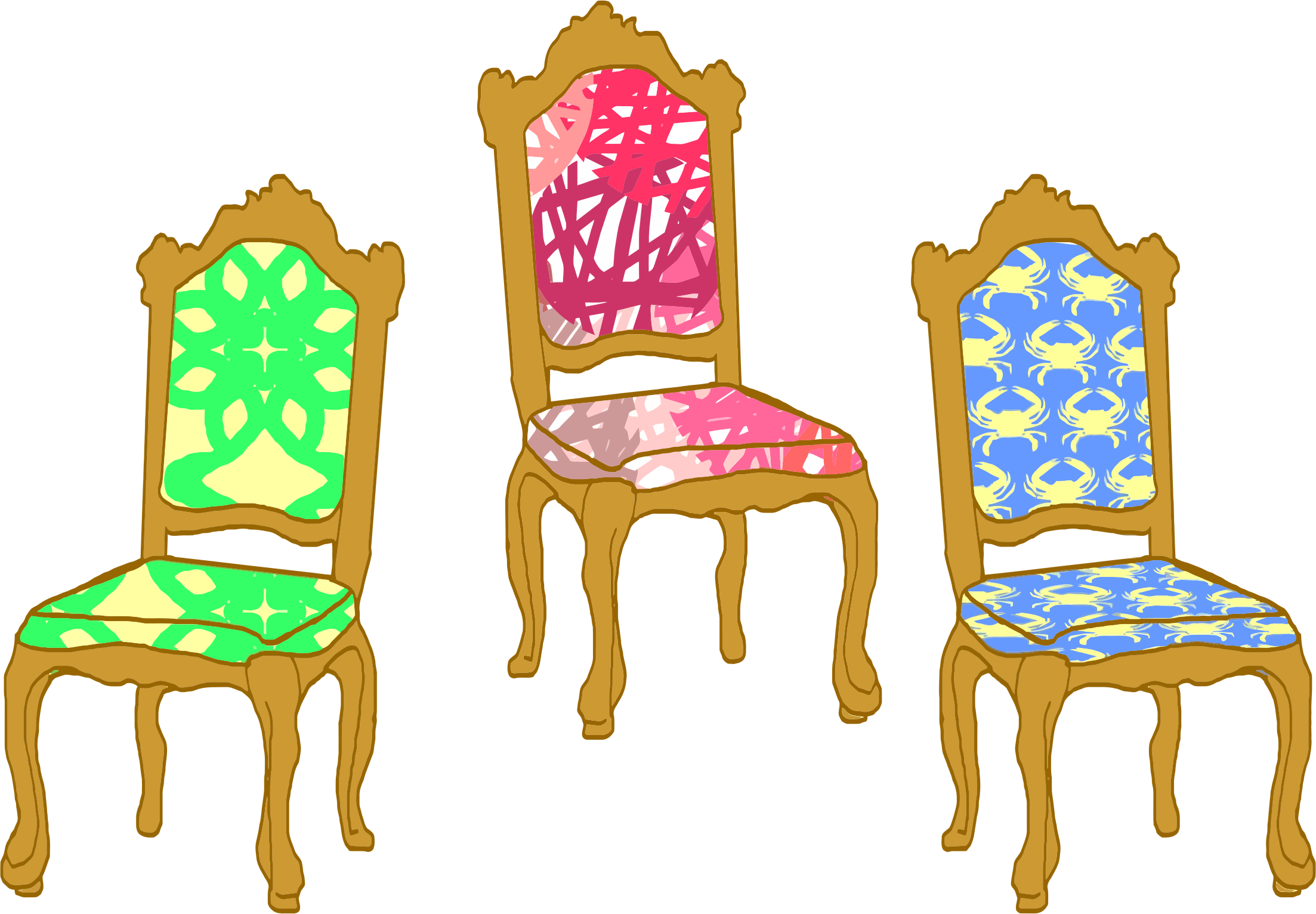 This Free Icons Png Design Of 3 Decorative Chairs Clipart (2206x1532), Png Download