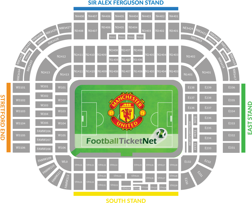Manchester United Vs Manchester City Football Tickets - Man Utd Seating Plan Clipart (858x720), Png Download