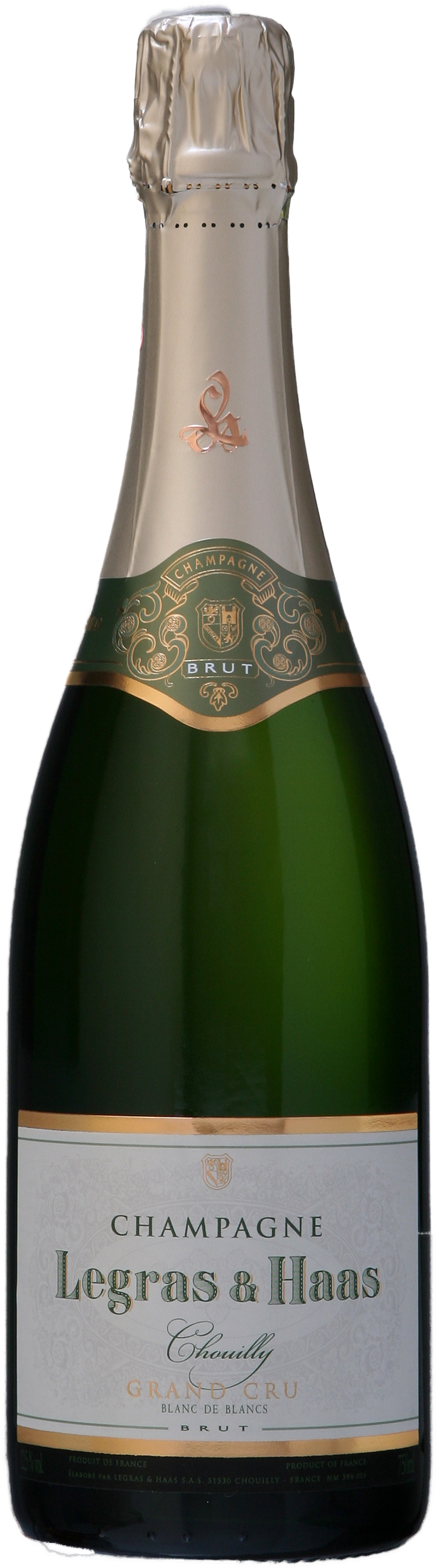 Legras & Haas Chouilly Grand Cru Brut Blanc De Blancs - Wine Bottle Clipart (754x2706), Png Download