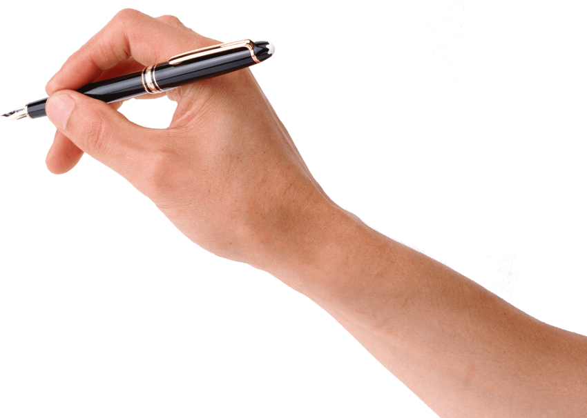 Free Png Download Pen On Hand Png Images Background - Hand With Pen Png Clipart (850x606), Png Download