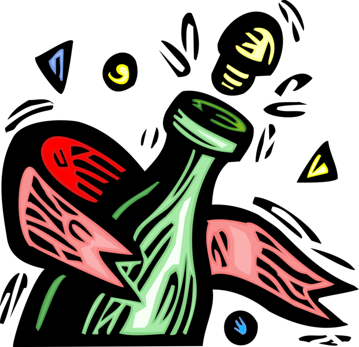 Vector Illustration Of Champagne Carbonated Sparkling Clipart (724x700), Png Download