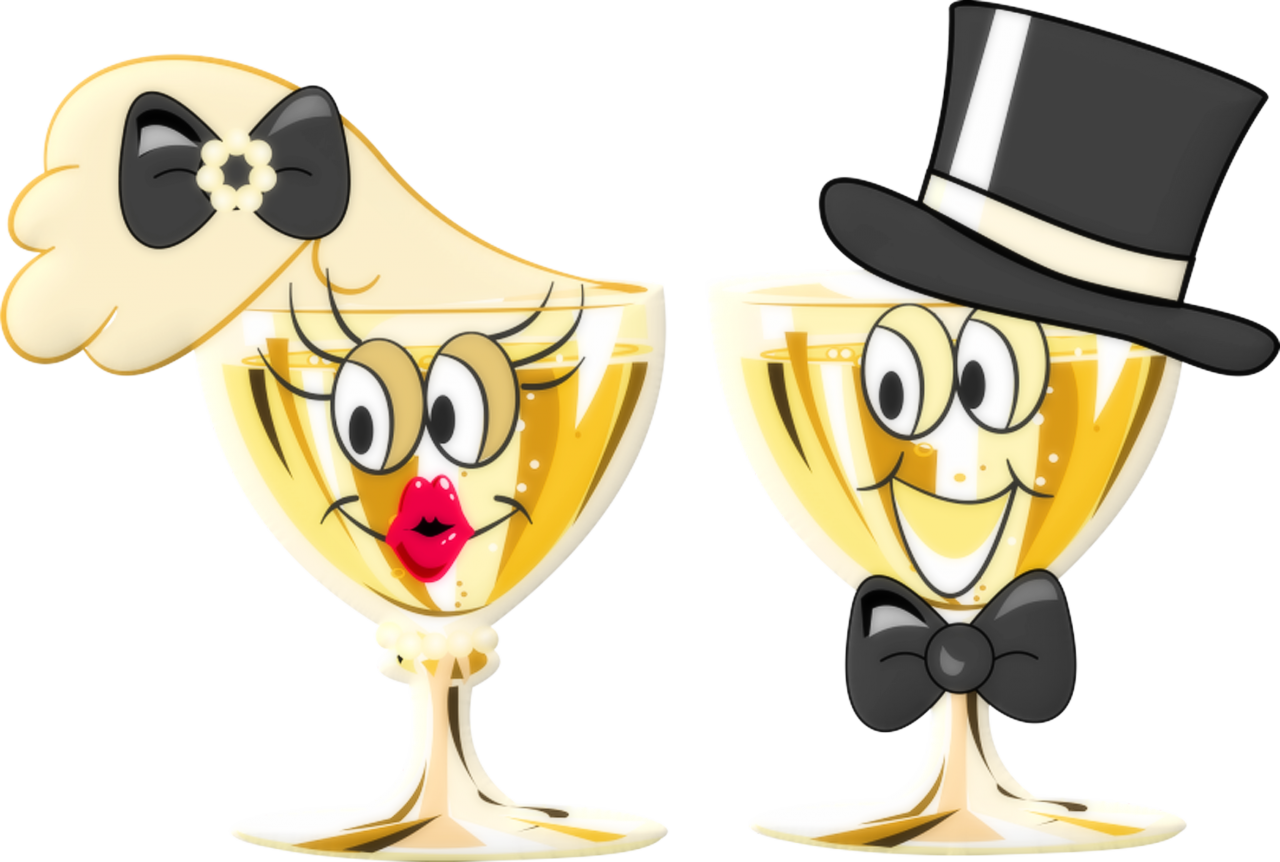 Clip Art Gentleman Transprent - Cartoon Champagne Glass - Png Download (1280x862), Png Download