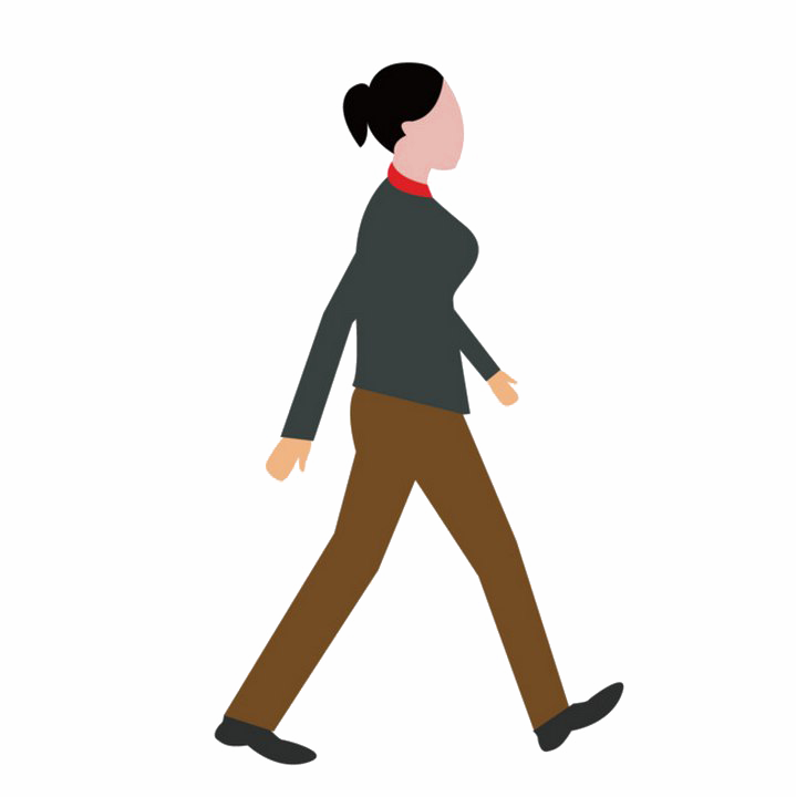 Walk Png - Female Walking Vector Png Clipart (719x720), Png Download